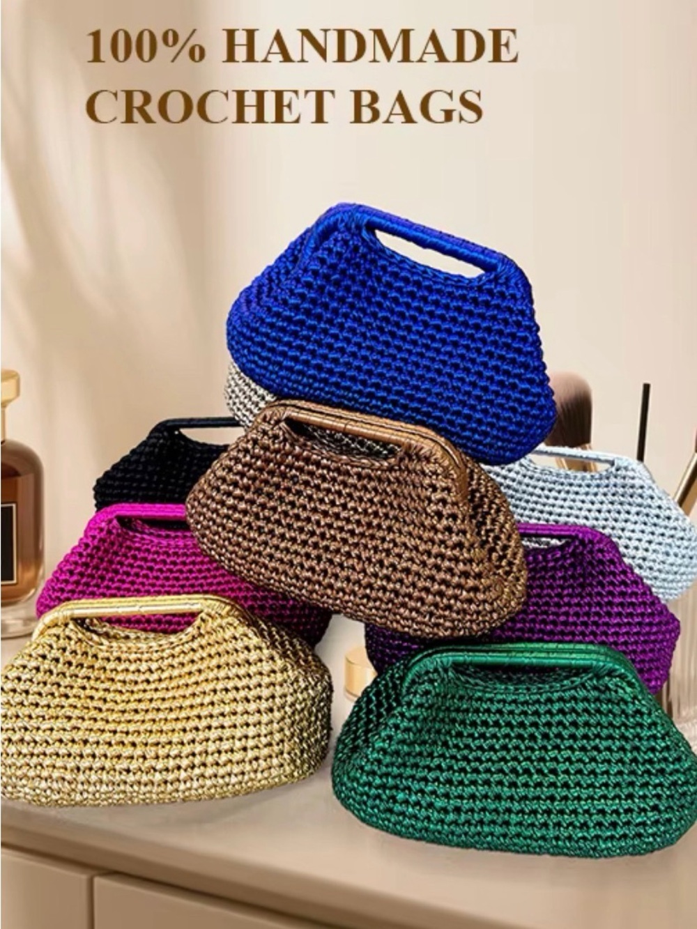 Gold Woven Top-Handle Women’s Bag - Picture 11 of 14